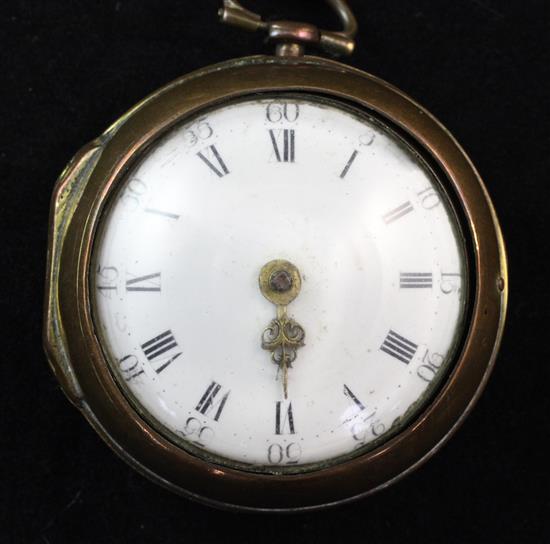 An early 19th century gilt metal pair cased keywind verge pocket watch by Edward Pamer, London,